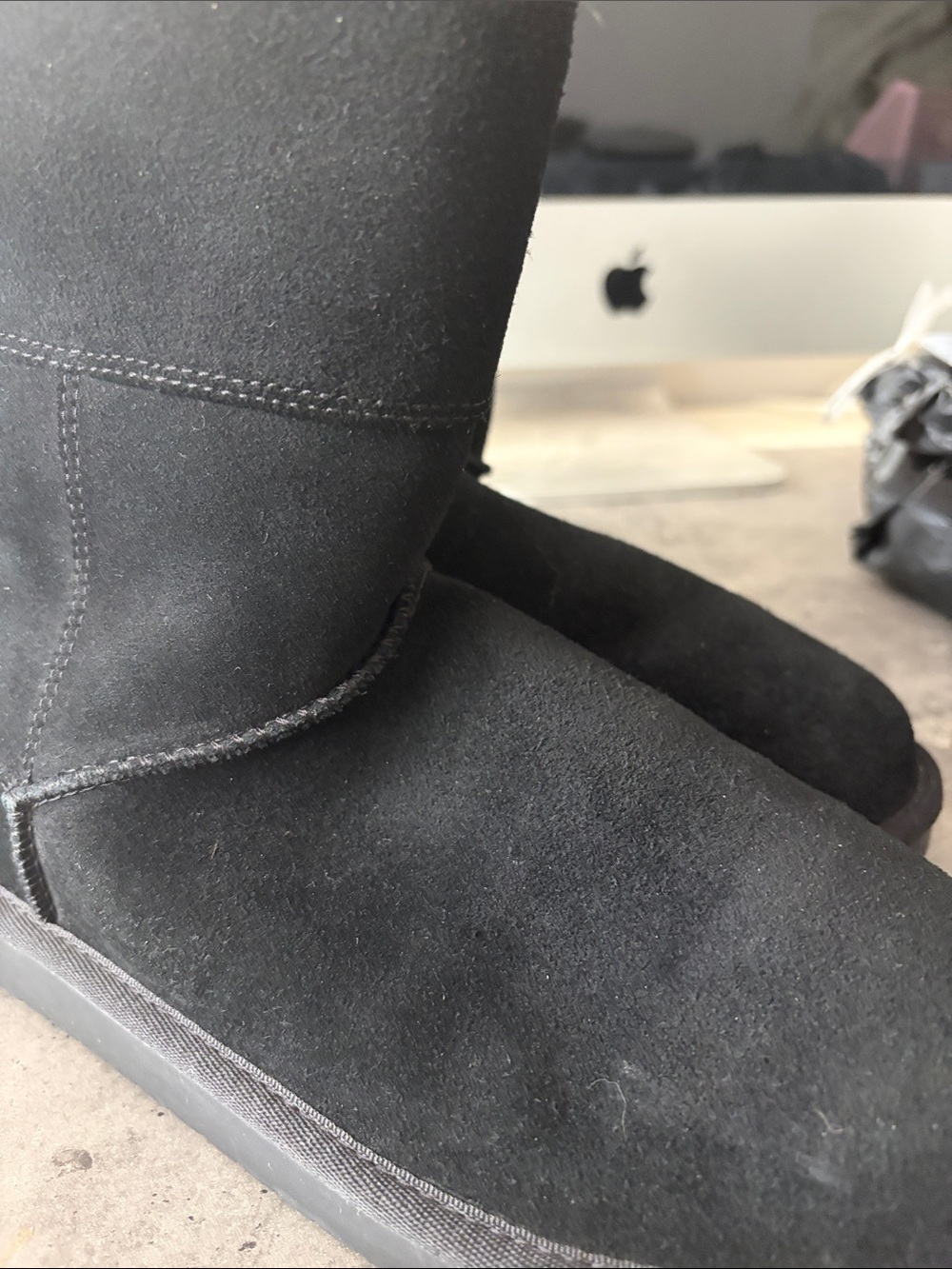 Koolaburra Kids Black Suede Bow-Back Boots by Ugg